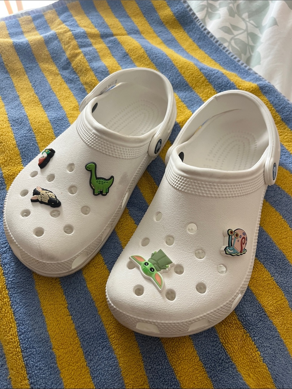 CROCS Classic Clogs in White with Decorative Charms